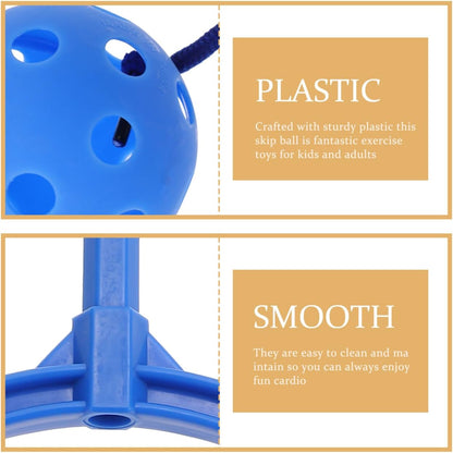 Wakauto 30-Inch Ankle Skip Ball for Kids & Adults, Lightweight Plastic Bounce Toy for Coordination, Balance & Active Outdoor Play, Blue