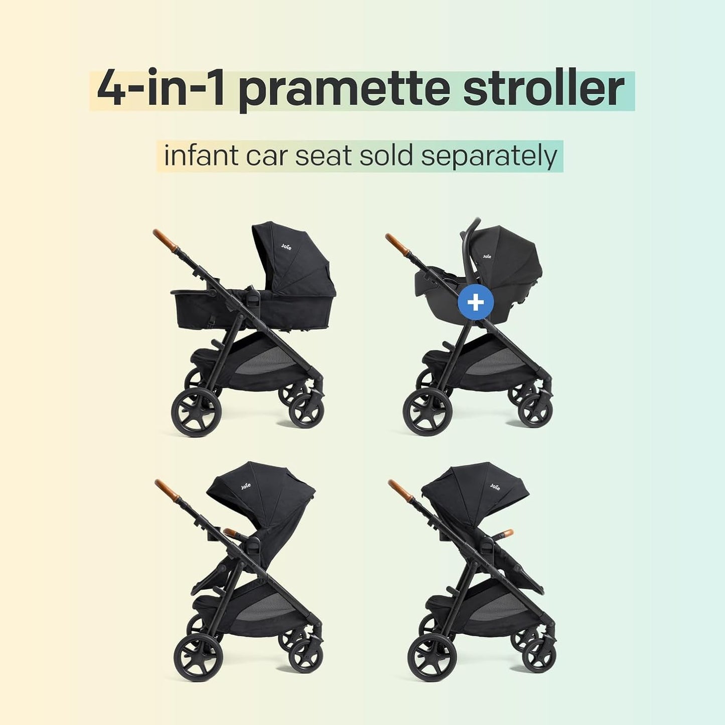 Joie Baby Ginger 4-in-1 Stroller & Mint Latch Car Seat Travel System, Shale Dark
