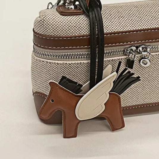 HyperionFlo Essentials Designer Top-Handle Bag for Women, Small Pouch Crossbody Purse, Synthetic Grained Leather, Linen-Brown Marble