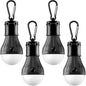 FLY2SKY Portable LED Camping Lights, 4-Pack Multicolor Tent Lanterns with Clip Hook, 150 Lumens Battery-Powered Emergency Lights, 3 Modes for Camping, Hiking & Power Outages