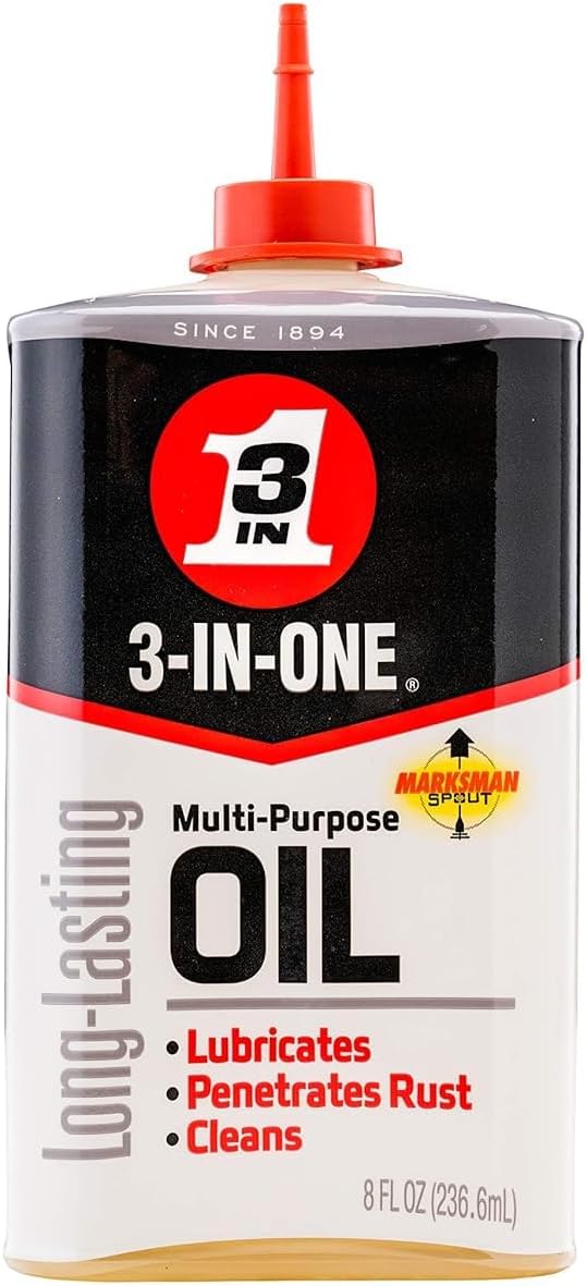 3-IN-ONE Multi-Purpose Oil, 8 oz, 12-Pack, Lubricates, Cleans & Protects Against Rust and Corrosion, Precision Marksman Twist Spout