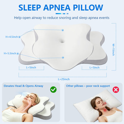 HyperionFlo Essentials Cervical Neck Pillow for Neck Pain Relief & Side Sleepers, Ergonomic Orthopedic Memory Foam Pillow with Cervical Neck Support, Cooling Cover, White, Standard
