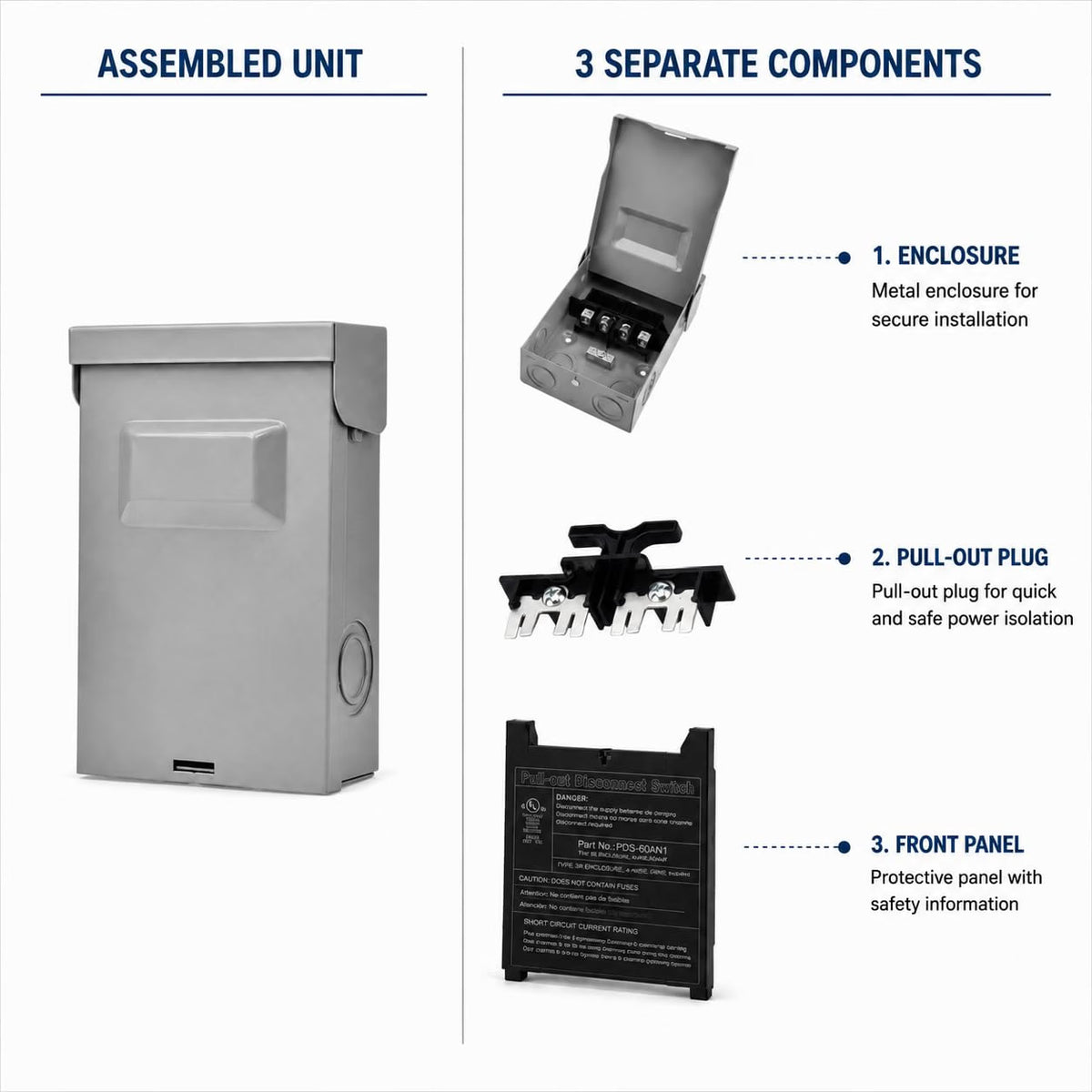 HyperionFlo Essentials 6-Pack 60A Non-Fused AC Disconnect Boxes, Pull-Out HVAC Disconnect Switches for Outdoor Air Conditioner Units