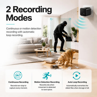 HyperionFlo Essentials 1080P Indoor Security Camera, Full HD 30FPS Monitoring Camera with Motion Detection, Continuous Recording, Loop Recording & 32GB Micro SD Card