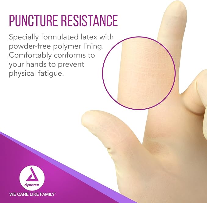 Dynarex Unisex Adult Sterile Disposable Latex Surgical Gloves
