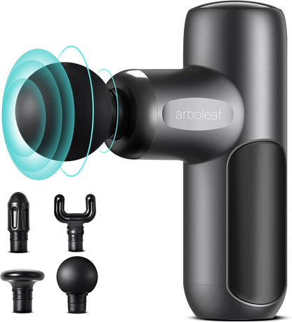 arboleaf Mini Massage Gun, 8mm Deep Tissue Percussion Massager, 5 Speeds, 4 Massage Heads, Rechargeable Portable Muscle Massager
