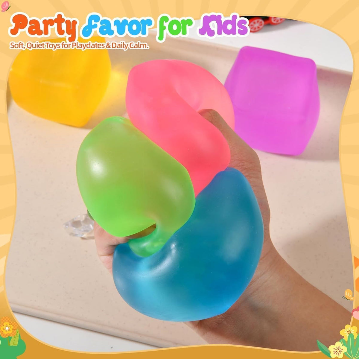 HyperionFlo Essentials 6-Piece Soft Stress-Relief Fidget Toy Set, Slow-Rising Squishy Sensory Toys, Portable Party Favors
