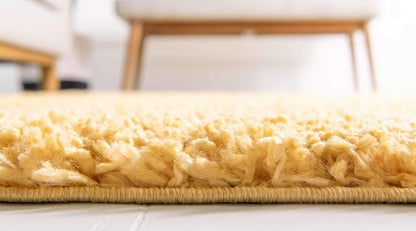 Unique Loom Davos Shag Collection Area Rug - Solid (5' 3" Round, Sun Yellow)
