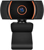 HyperionFlo Essentials HD 1080p Webcam with Built-In Microphone, 360° Rotation & Tilt, USB Plug-and-Play Camera, Black and Orange