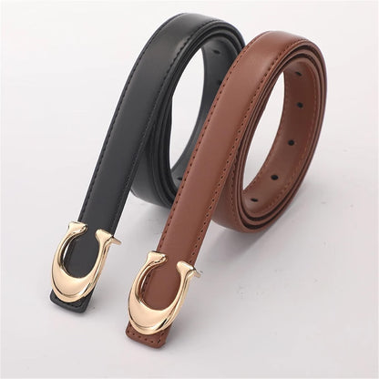HyperionFlo Essentials Women's Soft C-Type Smooth Buckle Belt, Business Casual Versatile Clothing Accessory, 95cm