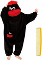 HyperionFlo Essentials Big Mouth Monster Onesie, Plush Fleece Hooded Pajamas, Cozy Unisex Loungewear & Halloween Costume, Black