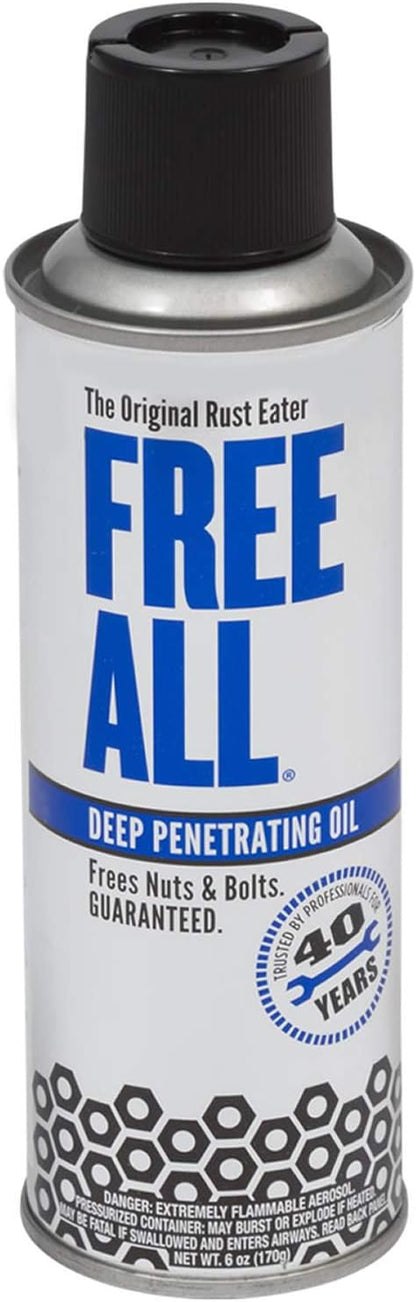 Gasoila Free All Rust Eater Deep Penetrating Oil, 6 oz Aerosol, Silicone-Free Rust Remover for Bolts, Nuts, Pipes, Locks & Machinery