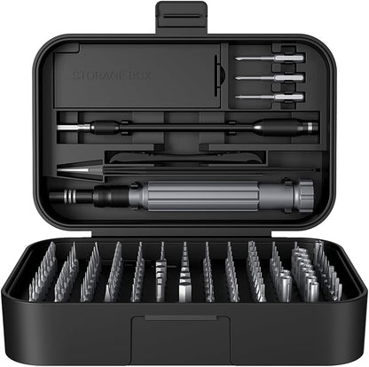 HyperionFlo Essentials 150-in-1 Precision Screwdriver Set, 120 Magnetic Bits & 30-Piece Tool Kit for Electronics, Computers, Phones, Watches, Cameras & Laptops, Black/Silver