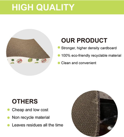 TIMHAKA Cat Scratching Board, Double-Sided Corrugated Cardboard Cat Scratcher with Catnip, Premium Scratch Texture Pad for Indoor Cats, Pack of 2, Apple