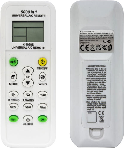 HyperionFlo Essentials Universal AC Remote Control, 5000-in-1 Multi-Brand Compatible K-1028E Model with LCD Display