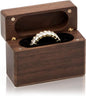 MUUJEE Slim Secret Wood Ring Box, Engraved Walnut Ring Holder for Engagement Proposal, Wedding Ceremony & Ring Bearer Gift, Rustic Brown