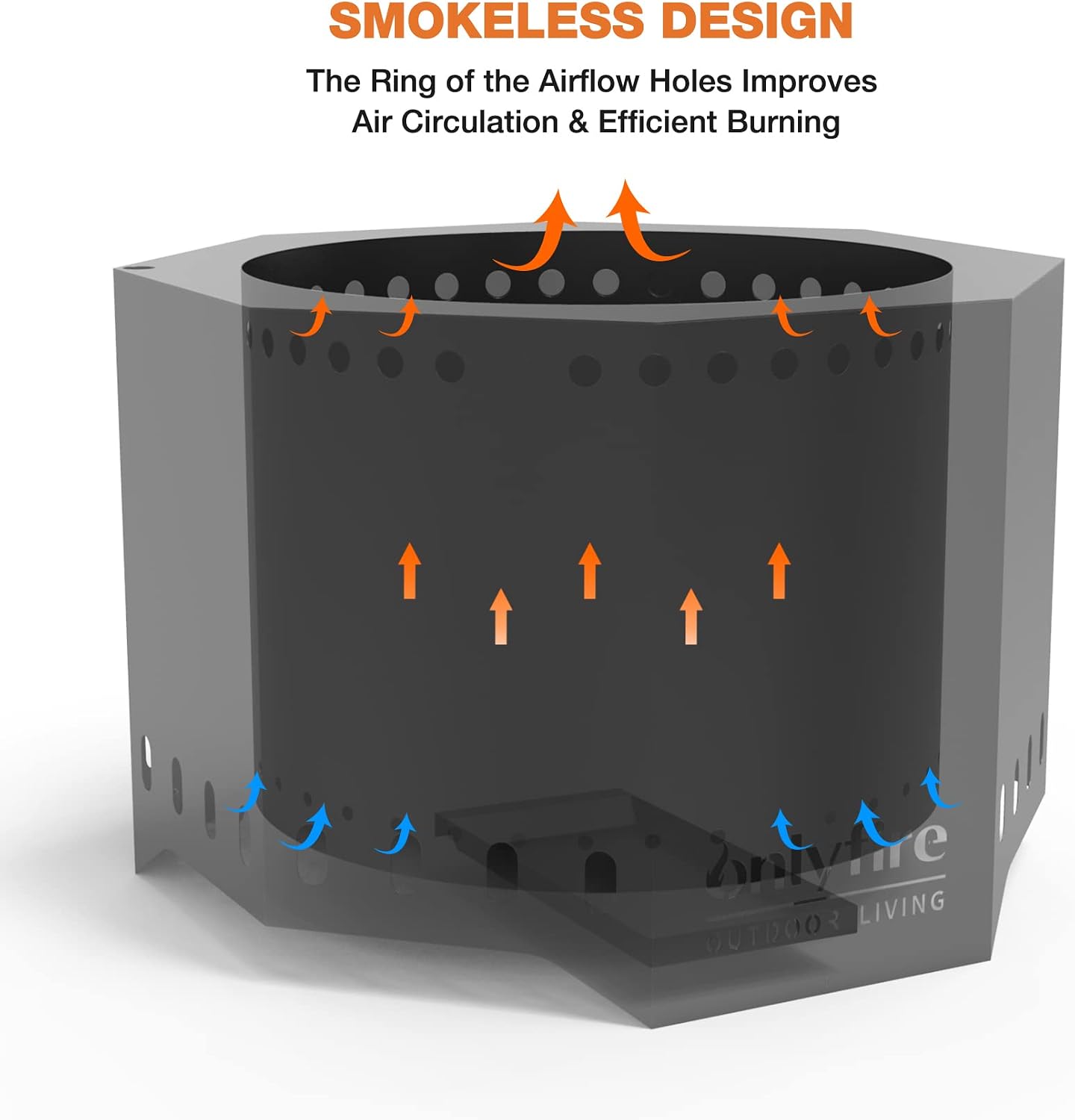 24" Modern Smokeless Fire Pit, Large Wood Burning Firepit, FP013 Portable Outdoor Fireplace for Patio Backyard Gathering Bonfire Party Camping Tailgating Lakeside Villa Beachside