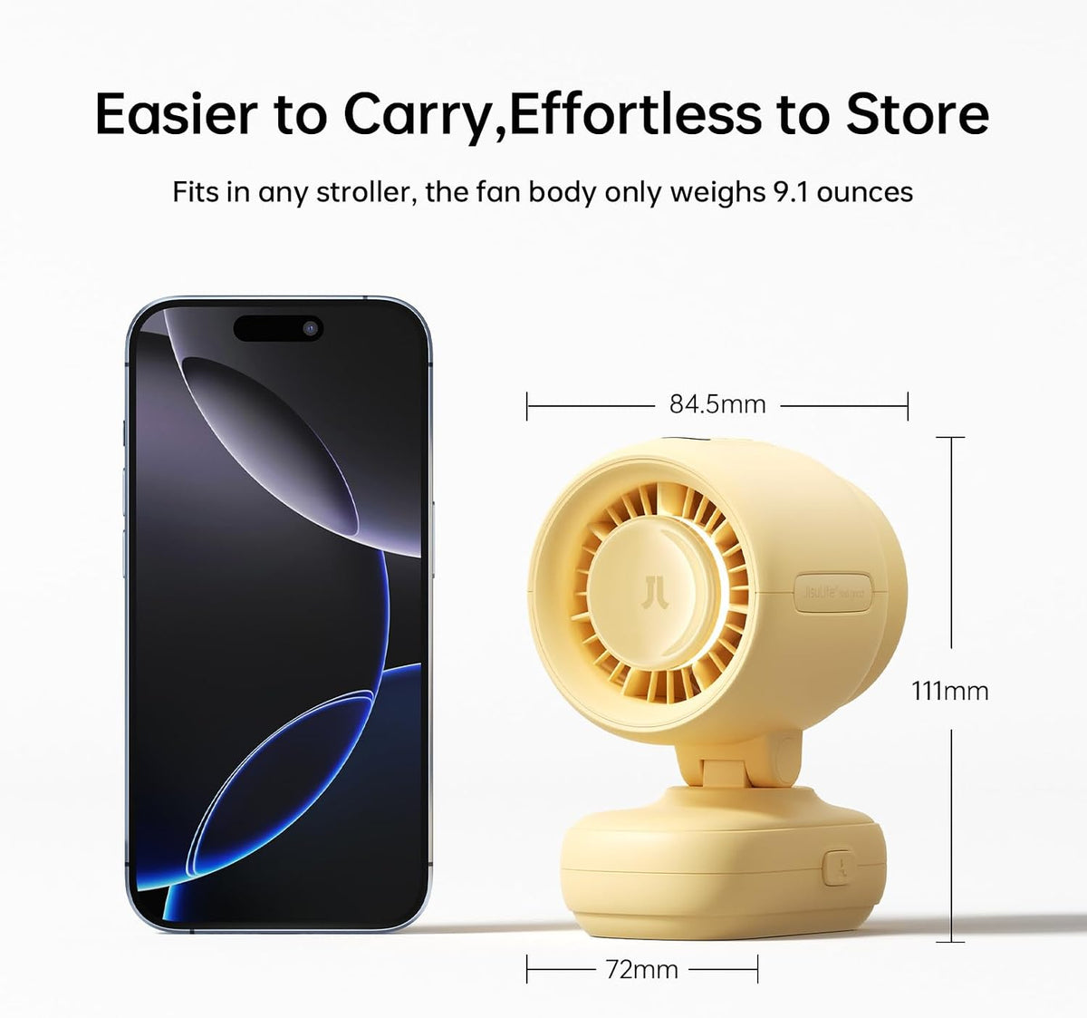 JISULIFE 2026 Clip Fan | Mini Baby Stroller Fan with 5000mAh Battery, 38-Hour Cooling, LED Night Light & Display