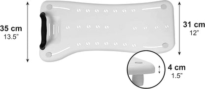 Pepe Mobility Bath Board with Handle for Adults, Bathtub Transfer Bench Fits Most Tubs, 4 Adjustable Non-Slip Legs, Drainage Holes, Helps Sitting and Standing Safely, Model 2, White Plastic
