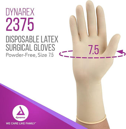 Dynarex Unisex Adult Sterile Disposable Latex Surgical Gloves