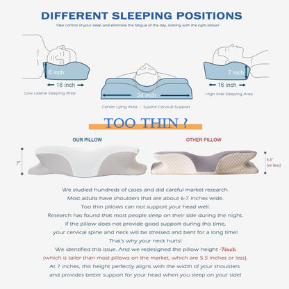 Cooling Gel Pillows for Neck and Shoulder,Cervical Pillow Cozy Sleeping Odorless Ergonomic Contour Memory Foam Pillows for Side Back Stomach Sleepers with Pillowcase (Grey)