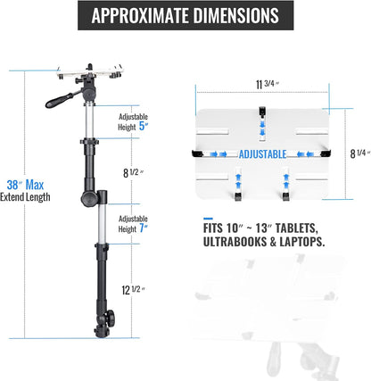 AA-Products T-100AP Aluminum Vehicle Tablets/Laptop/Ultrabooks Computer Mount Stand for Trucks-Vans-Cars-SUVs