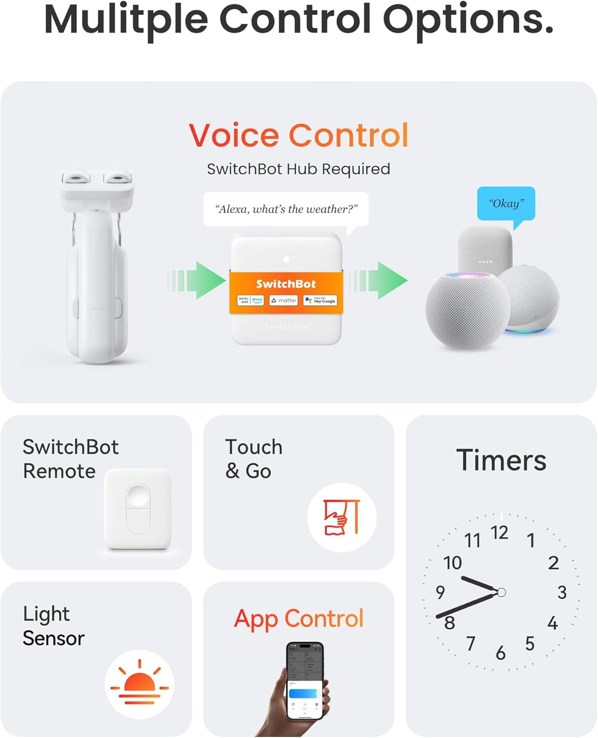 SwitchBot Smart Automatic Curtain Opener 2 Pack with Hub Mini - WiFi Remote Control with App/Timer, Performance Upgrade, Compatible with Alexa, Google Home, HomeKit