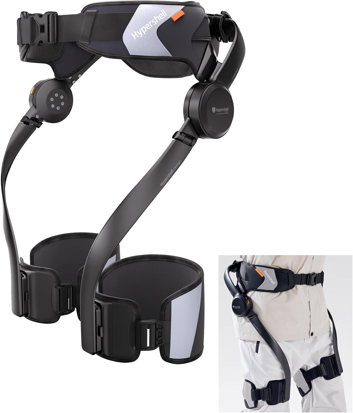 Hypershell X Carbon AI Wearable Exoskeleton - 800W Leg Assist, 10 Intelligent Modes, 17.5km Range, IP54 Waterproof for Outdoor Activities, Hiking, Walking (2 Batteries, No Charger)