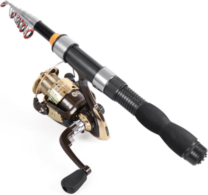 RESTCLOUD Telescopic Fishing Rod, 4.9ft Collapsible Fishing Pole, Lightweight Fiberglass Rod with EVA Grip for Saltwater & Freshwater Fishing
