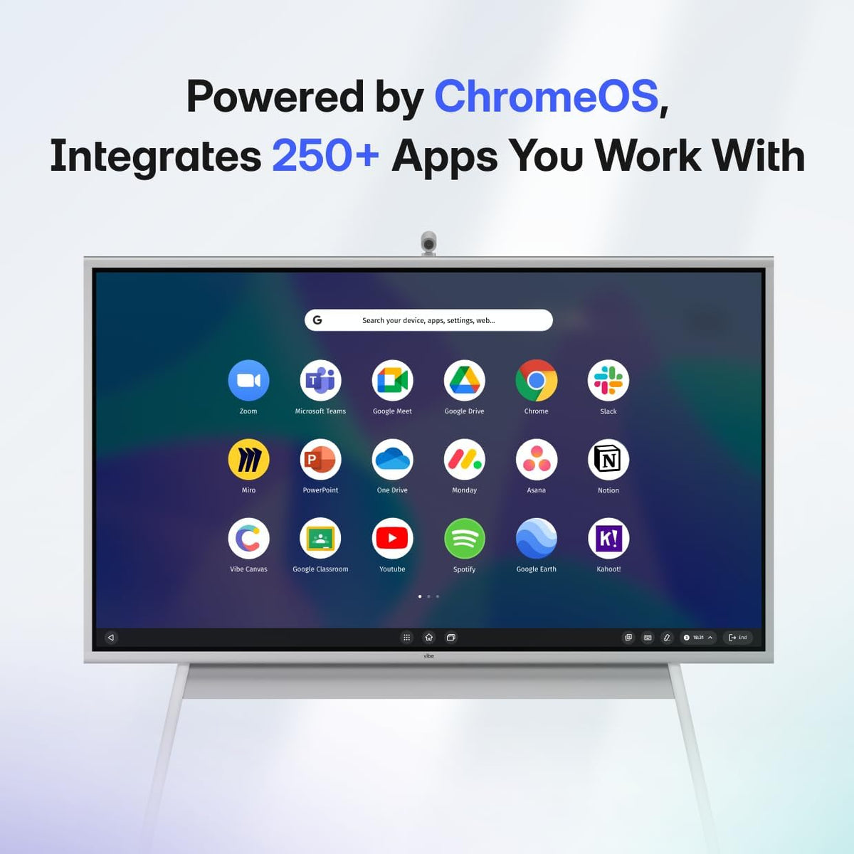 Vibe S1 55-Inch Smart Board | 4K UHD Interactive Touchscreen Display with 250+ Apps, Cloud Whiteboard, Wi-Fi 6 & Bluetooth 5.2 for Office, Classroom & Conference Room