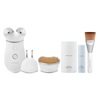 NUFACE Trinity+ Facial Massager - Face Firming & Toning Device for Lines & Wrinkles Treatment - FDA-Cleared Wrinkle Reducer + Lip & Eye Attachment + Aqua Gel Activator - 3 Frequency Microcurrent