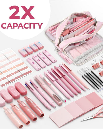 Four Candies Cute Aesthetic Pink School Supplies Kit for Girls
