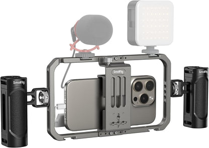 SmallRig Universal Phone Cage, Smartphone Video Rig Kit with Handles, Handheld Filmmaking Vlogging Case Stabilizer for Videomaker, for iPhone 17/16/15 for Samsung for Pixel and Other Android Phones