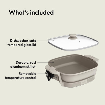 bella Fits-Anywhere SAUTE Make & Take Skillet, Non-Toxic, Ceramic, Oatmilk