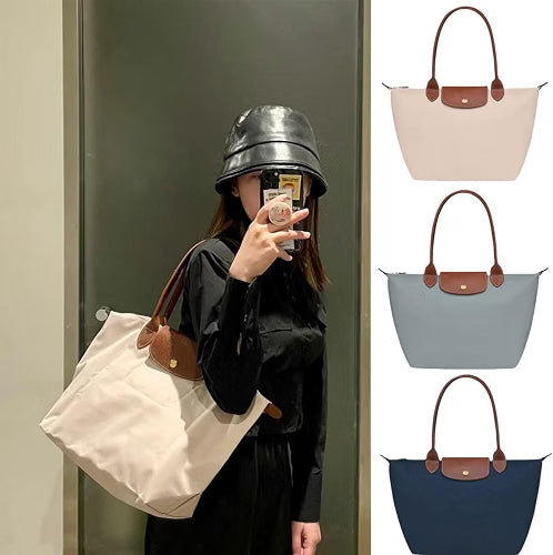HyperionFlo Essentials Women's Nylon Tote Bag, Large Capacity Waterproof Shoulder Bags, Spacious Handbag with Metal Zipper & Compartments