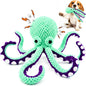 Fuufome Octopus Plush Dog Toy for Small Dogs & Puppies, 13-Inch Squeaky Crinkle Toy with Long Tentacles for Tug, Fetch & Cuddle, Machine Washable