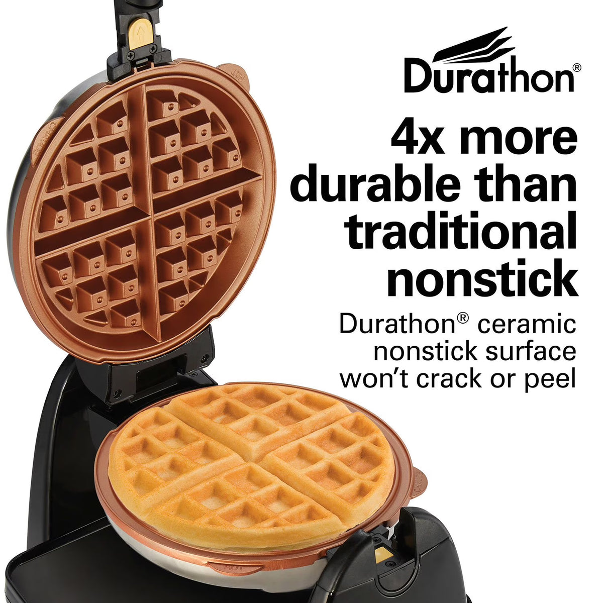 Hamilton Beach Durathon Ceramic Removable-Grid Belgian Waffle Maker, Belgian-Style Waffle Iron with Adjustable Browning Control, Dishwasher-Safe Grids & Drip Tray