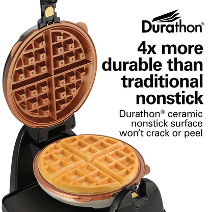 Hamilton Beach Durathon Ceramic Removable-Grid Belgian Waffle Maker, Belgian-Style Waffle Iron with Adjustable Browning Control, Dishwasher-Safe Grids & Drip Tray