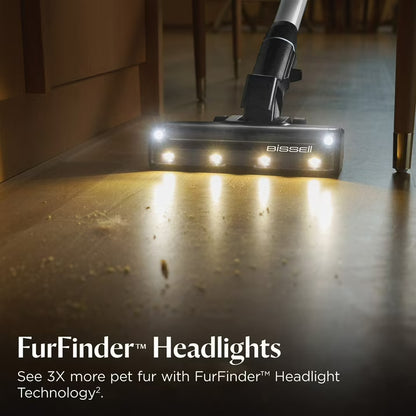 BISSELL PowerClean FurFinder Deluxe Cordless Stick Vacuum with Extra Battery, 200W Motor, FurFinder Headlights, Tangle-Free Brush Roll & HEPA Sealed Allergen System