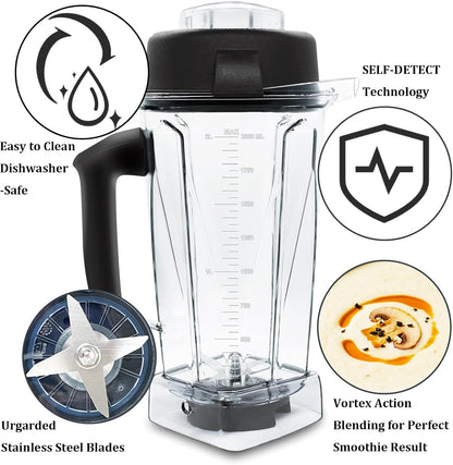 Cittiwo 64oz Tall Blender Pitcher for VM G/Classic/Explorian Replacement Container Compatible with 5200 5000 5300 6300 VM0101 VM0103 VM0197 Classic/Explorian/Commercial Series etc