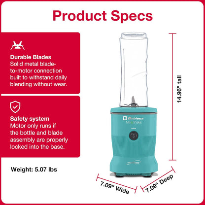 Koblenz MSKM-600 V Mix&Shake Personal Blender, Shakes 600W Portable Blender for Smoothies and Shakes, Pulse, BPA-Free To-Go Cup, Sealable Lid, Metal Coupling, Green, MSKM-600 V