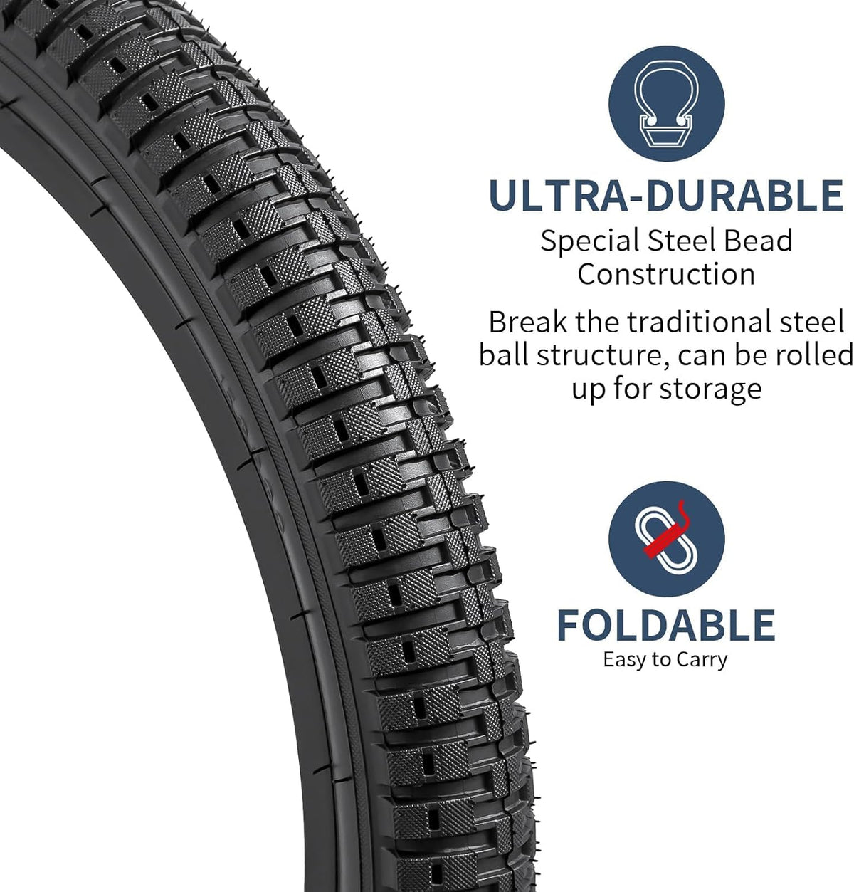 YunSCM 2-Pack 20" x 2.125 Bike Tires with Tubes, All-Terrain Directional Tread Bicycle Tires for BMX & Multi-Surface Riding, 40 PSI, Y-1106