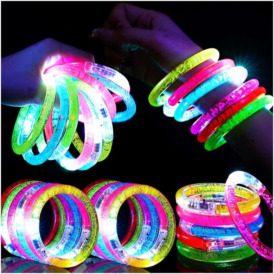 Mikulala Glow in the Dark LED Party Bracelets, 36-Pack Light-Up Party Favors with Flashing Lights, Multicolor Glow Sticks for Kids & Adults, Birthday, Halloween & Carnival