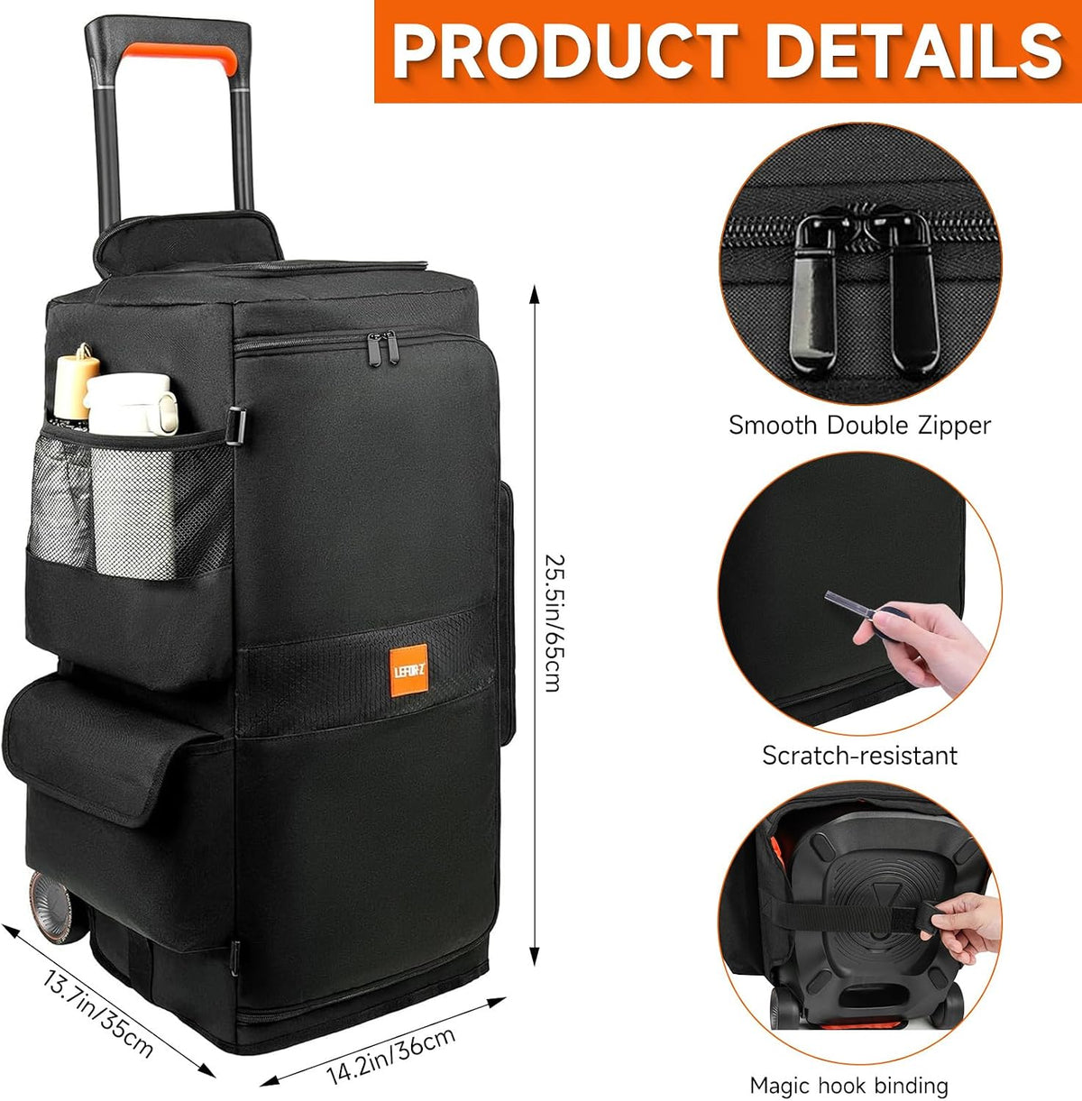 LEFOR·Z Speaker Case Compatible with JBL PartyBox 320/310,Bottomless Cover Portable Speaker Dust Cover Storage Bag Fits for JBL Party Box 320 for Outdoor Travel,Cover Only(Without Wheels and Pull Rod)