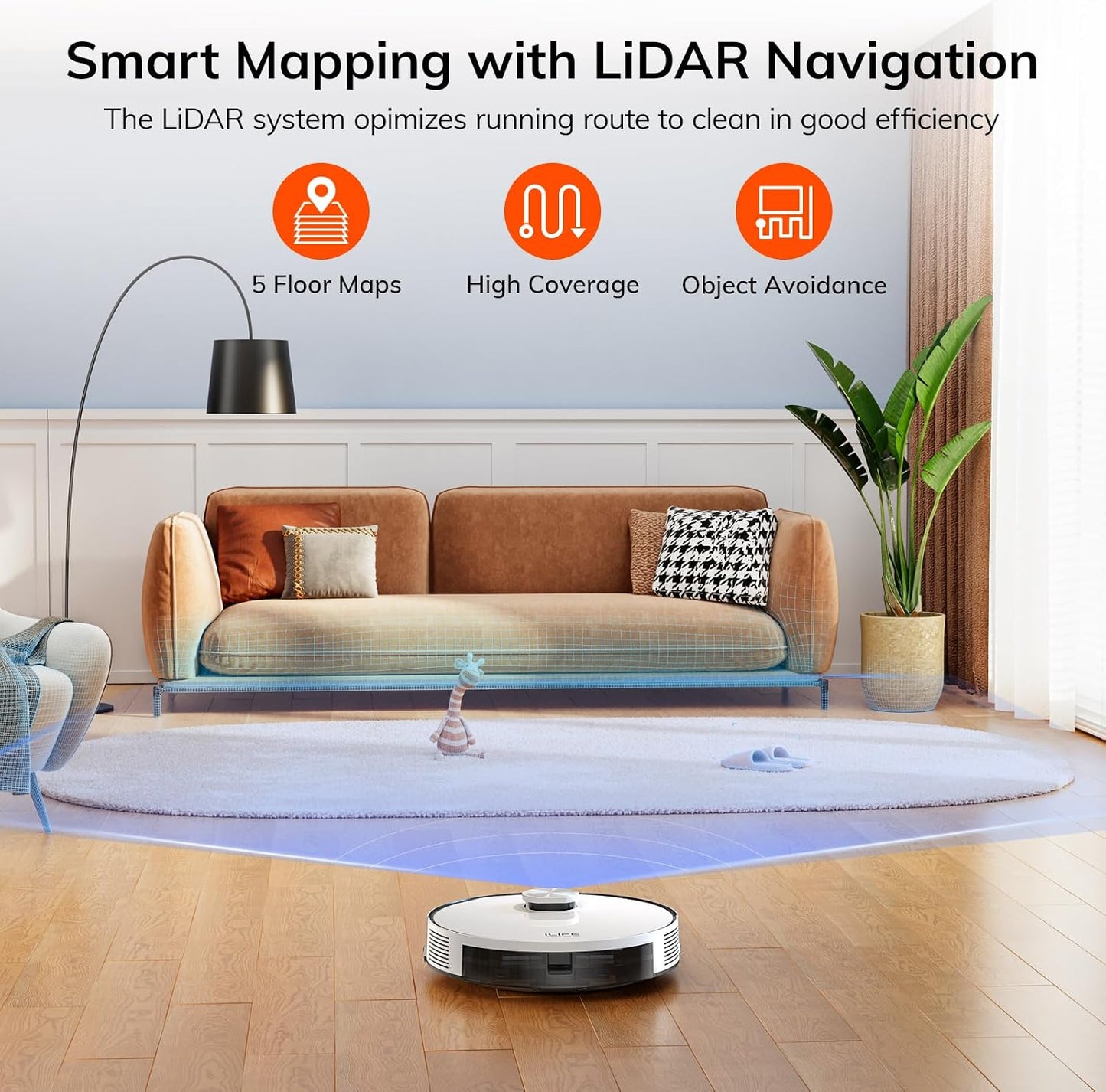 ILIFE A30s Robot Vacuum, 10000Pa Max Suction LiDAR Navigation, Home Mapping, No-Go Zone, 150 Mins, App, Voice and Remote Control, for Hard Floor, Carpet and Pet Hair