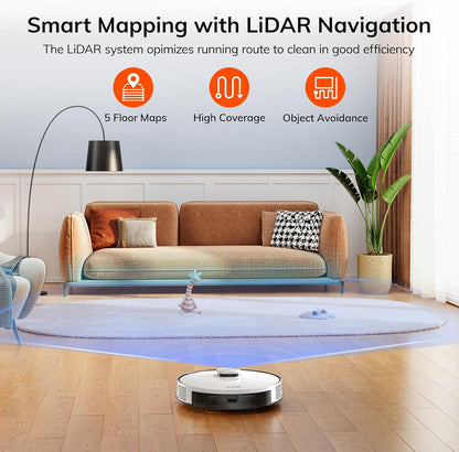ILIFE A30s Robot Vacuum, 10000Pa Max Suction LiDAR Navigation, Home Mapping, No-Go Zone, 150 Mins, App, Voice and Remote Control, for Hard Floor, Carpet and Pet Hair