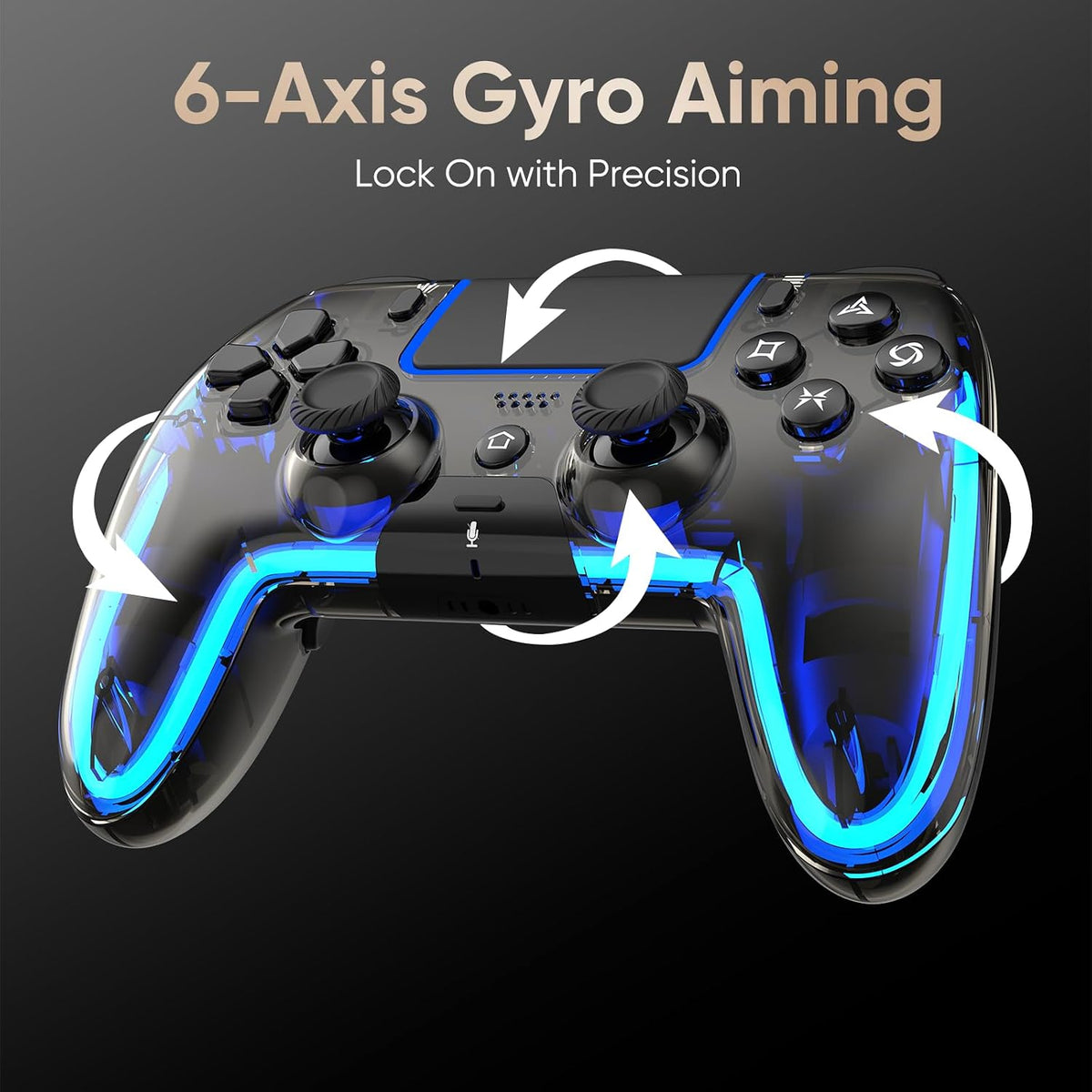 BETMI Wireless Controller for PS5, Pro/Slim/MAC/Steam Deck/PC, Hall Effect Joystick, Dual Vibration/Macro/Turbo, 3.5mm Jack, 6-Axis, Mute Key, LED Gamepad with Speaker (4 Lighting Effects, 9 Light Colors)