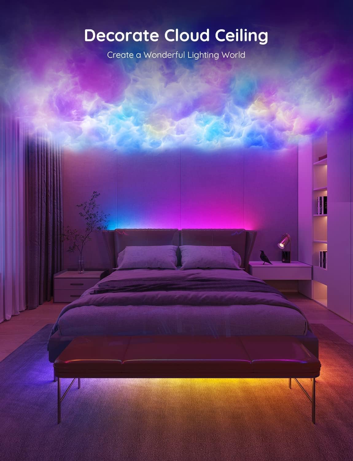 Govee 100ft RGBIC LED Strip Lights, Work with Alexa and Google Assistant LED Lights for Bedroom, WiFi App Control Segmented DIY Multiple Colors, Color Changing Light for Home Decor