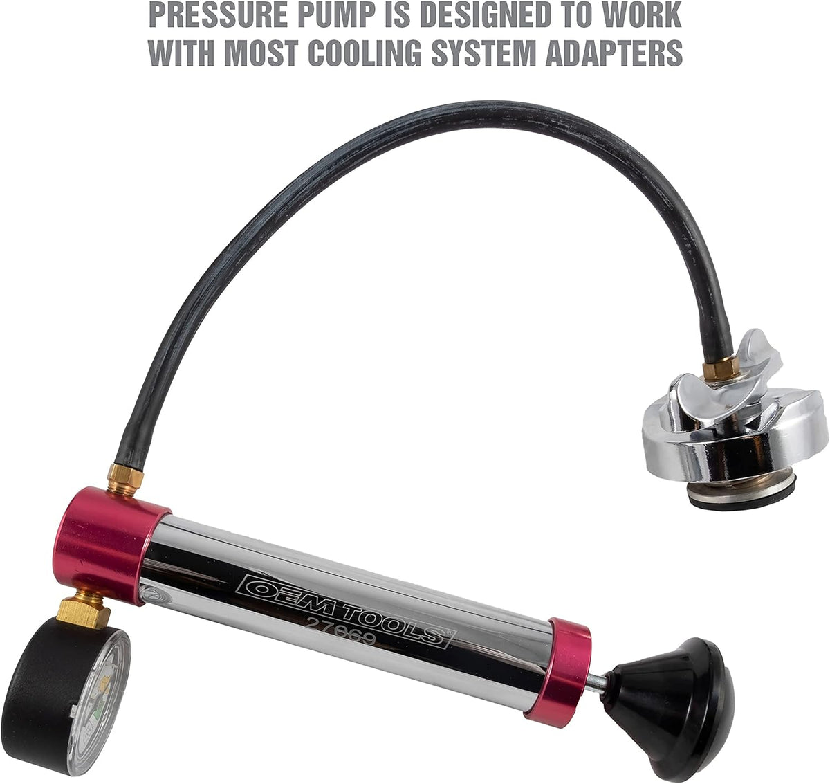 OEMTOOLS 27069 Cooling System Pressure Test Pump for Most Cooling Systems Cooling System Pressure Tester w/ Storage Case, Easy Lever Style Pressure Relief Valve, Works Most Cooling System Adapters