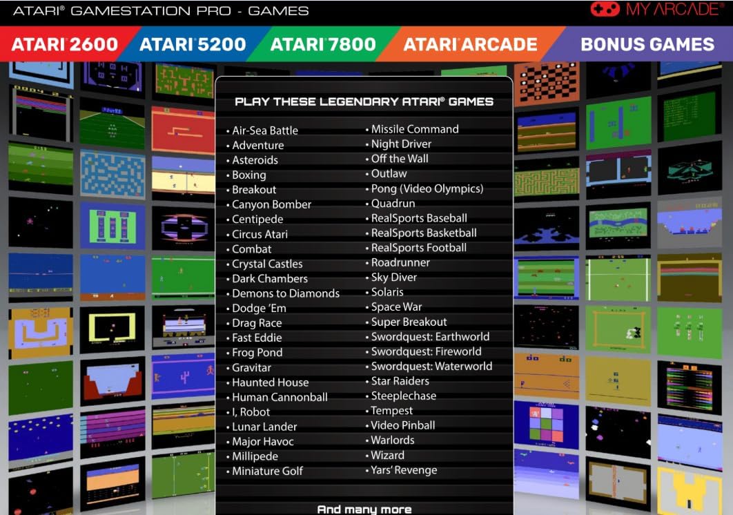 My Arcade Atari Game Station Pro: Retro Video Game Console with 200+ Games, Wireless Joysticks, RGB LED Lights